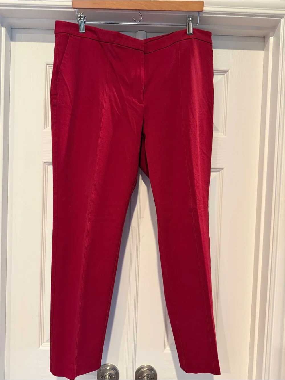J. Jill Premium Bi/Stretch Straight-Leg Pants in Berry Red 18T